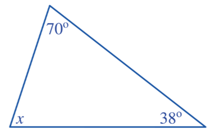 Cho hình vẽ bên. Giá trị của x trong tam giác là bao nhiêu? (ảnh 1)