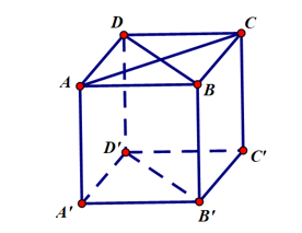 Cho hình lập phương ABCD.A'B'C'D'\)có độ dài \(AB = a\). Khoảng cách giữa hai đường thẳng \(AC\) và \(B'D'\) là: (ảnh 1)
