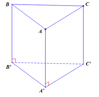 Cho khối lăng trụ đứng (ABC.A'B'C') có đáy ABC là tam giác vuông tại (ảnh 1)
