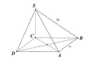 Cho h&igrave;nh ch&oacute;p \(S.ABCD\) c&oacute; đ&aacute;y l&agrave; h&igrave;nh vu&ocirc;ng cạnh a, SC vu&ocirc;ng g&oacute;c ( ABCD ) v&agrave; SB = 2a (ảnh 1)