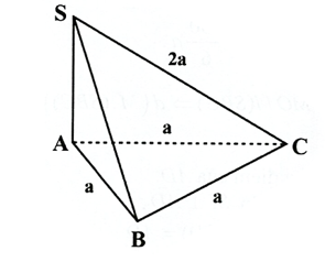 Cho hình chóp \(S.ABC\) có đáy là tam giác đều cạnh \(a,SA \bot (ABC)\) và \(SC = 2a\). Tính thể tích khối chóp \(S.ABC\). (ảnh 1)