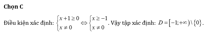 Tìm tập xác định D của hàm số f(x) = căn bậc hai x + 1 + 1/x. (ảnh 2)
