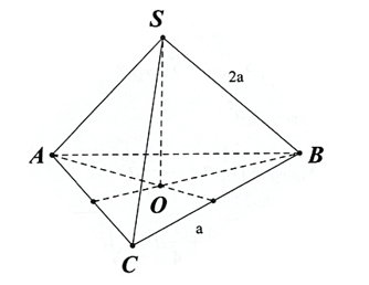 Cho hình chóp đều \(S.ABC\) có đáy cạnh \(a\) và cạnh bên \(2a\). Tính thể tích khối chóp \(S.ABC\). (ảnh 1)