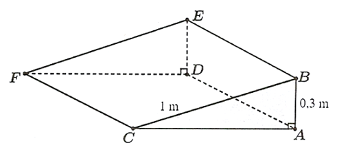 Một tấm cầu dốc kê bậc thềm được làm bằng cao su như hình vẽ sau. Biết \(BCFE\) là hình vuông có cạnh (ảnh 2)