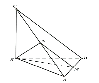 Cho hình chóp \(S.ABC\) có \(SA,SB,SC\) đôi một vuông góc với nhau và \(SA = SB = SC = a\). (ảnh 1)