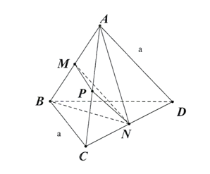 Cho tứ diện đều \(ABCD\) c&oacute; c&aacute;c cạnh bằng \(a\). Gọi \(M,N\) lần lượt l&agrave; trung điểm của (ảnh 1)
