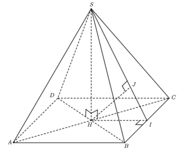 Kim tự tháp ở Ai Cập có hình dạng là một hình chóp tứ giác đều có cạnh đáy là \(262\)m và cạnh bên là \(230\)m. (ảnh 2)