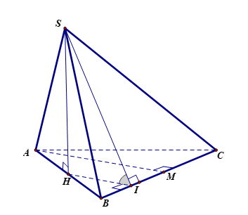 Cho hình chóp \(S.ABC\) có\(ABC\)và \(SAB\) là các tam giác đều cạnh \(a\), mặt bên SAB vuông góc với đáy . (ảnh 2)