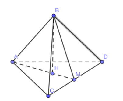 Cho tứ diện \(ABCD\) có hai mặt bên \(ACD\) và \(BCD\) là hai tam giác cân có đáy \(CD\).  (ảnh 1)