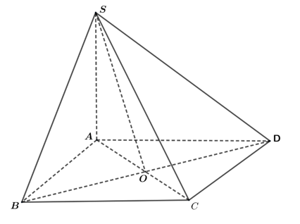 Cho hình chóp \(S.ABCD\) có đáy \(ABCD\) là hình vuông cạnh bằng \(2a\), \(SA\) vuông góc với (ảnh 1)