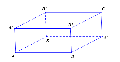 Cho hình hộp chữ nhật \(ABCD.A'B'C'D'\). Khoảng cách giữa hai mặt phẳng (ảnh 1)