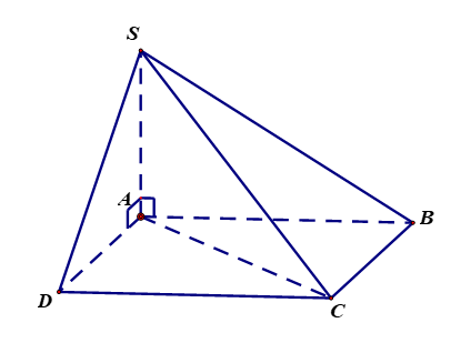 Cho hình chóp \(S.ABCD\)có SA vuông góc ABCD , SA =2 căn bậc hai 6 (ảnh 1)