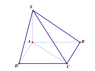 Cho hình chóp \(S.ABCD\) có đáy \(ABCD\) là hình chữ nhật có \(AB = 3a,\,AD = 2a\), \(SA\) vuông góc với mặt (ảnh 1)