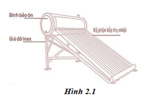 Hình 2.1 là cấu tạo của một hệ đun nước bằng năng lượng mặt trời, năng lượng mặt trời được  (ảnh 1)