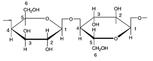 Cellulose là polymer thiên nhiên, có công thức phân tử (C6H10O5)n, được cấu tạo như sau: (ảnh 1)