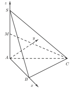Cho hình chóp S.ABC có đáy ABC là tam giác đều cạnh bằng 1 (ảnh 2)