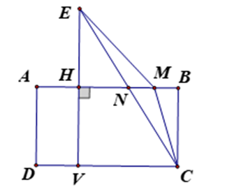 Bạn Vinh tham gia một cuộc thi bơi tại một bể bơi hình chữ nhật  A B C D (như hình bên). Với yêu cầu của cuộc thi là từ vị trí  V  của thành bể bơi  C D , bạn phải bơi và chạm vào thành bể  A B  rồi trở về vị trí  C nhanh nhất. (ảnh 2)