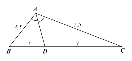 Cho hình vẽ bên. Tỉ số x/y bằng (ảnh 1)