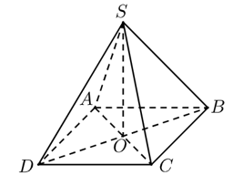 Cho hình chóp đều \[S.ABCD\], gọi \[O\] là tâm của đa giác đáy (tham khảo hình vẽ). (ảnh 1)