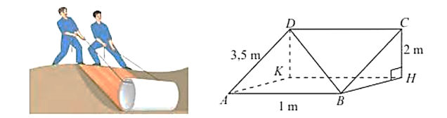 Một tấm ván hình chữ nhật \[ABCD\] được dùng làm mặt phẳng nghiêng để kéo một vật lên khỏi hố sâu \[2m\]. (ảnh 1)