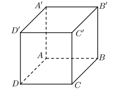 Cho hình lập phương \(ABCD.A'B'C'D'\), biết \(AB = 4\) (tham khảo hình vẽ). (ảnh 1)