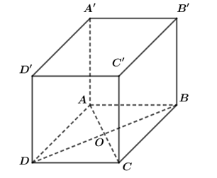 Cho hình lập phương \(ABCD.A'B'C'D'\), biết \(AB = 4\) (tham khảo hình vẽ). (ảnh 2)