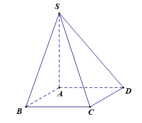Cho hình chóp tứ giác \(S.ABCD\) có đáy \(ABCD\) là hình chữ nhật (ảnh 1)