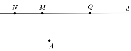 Cho hình bên. Điểm nào không thuộc đường thẳng \[d\]? (ảnh 1)