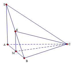 Cho khối chóp S.ABC có đáy ABClà tam giác vuông tại (ảnh 1)