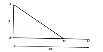 Một ngọn hải đăng đặt tại vị trí \(A\) cách bờ biển một khoảng cách. \(AB = 6\;km\). Trên bờ biển có một (ảnh 1)