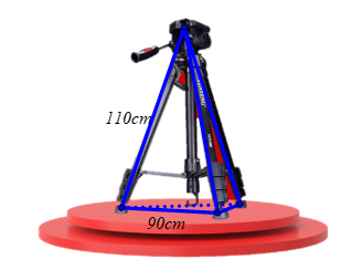 Một giá đỡ ba chân như hình vẽ đang được mở sao cho ba gốc chân cách đều nhau một khoảng (ảnh 1)