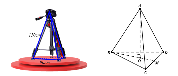 Một giá đỡ ba chân như hình vẽ đang được mở sao cho ba gốc chân cách đều nhau một khoảng (ảnh 2)