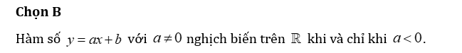 Trong các hàm số sau, hàm số nào nghịch biến trên R  ? (ảnh 1)