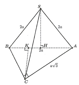 Cho hình chóp \(S.ABC\) có mặt bên \((SAB)\) vuông góc với mặt đáy và tam giác \(SAB\) đều cạnh 2a (ảnh 1)