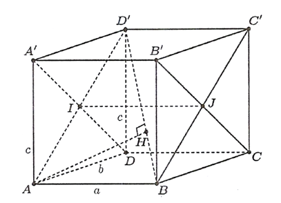 Cho hình hộp chữ nhật \(ABCD. A'B'C'D'  (ảnh 1)