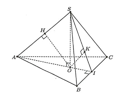 Cho hình chóp đều \(S.ABC\) có cạnh đáy bằng \(a\), gọi \(O\) là tâm của đáy (ảnh 1)