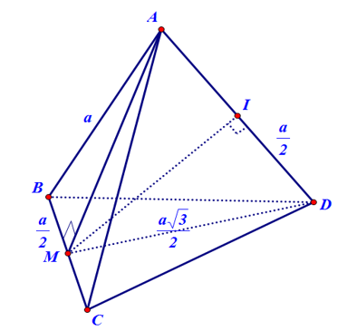 Cho tứ diện đều \[ABCD\], \(M\) là trung điểm \(BC\). Các mệnh đề sau đúng hay sai? (ảnh 1)