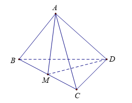 Cho tứ diện đều \[ABCD\], \[M\] là trung điểm của cạnh \[BC\]. (ảnh 1)