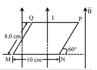 Khung dây MNPQ kín, phẳng đặt nghiêng góc 60 độ so với mặt phẳng ngang (ảnh 1)