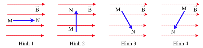Trong hình vẽ đoạn dòng điện MN (dòng điện chạy từ M đến N ) đặt trong mặt phẳng chứa các đường sức từ của một từ trường (ảnh 1)