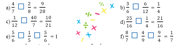 Điền dấu +, –, × thích hợp vào chỗ trống để được phép tính đúng:  (ảnh 1)