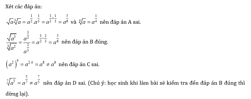 Cho a > 0 . Các mệnh đề sau đúng hay sai? (ảnh 1)