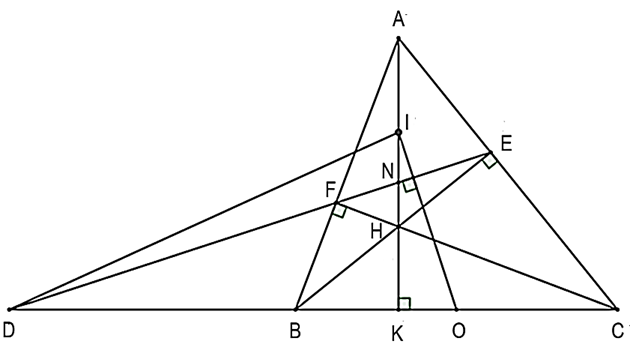 Cho tam giác \[ABC\] có ba góc nhọn \[\left( {AB < AC} \right).\] Kẻ đường cao \[BE,{\rm{ }}AK\] và \[CF\] cắt nhau tại \[H.\]  a) Chứng minh: tam giác ABK đồng dang tam giác CBF . (ảnh 1)