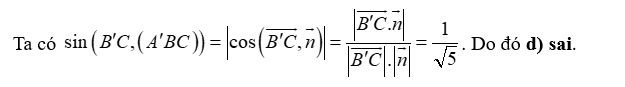 Trong không gian với hệ toạ độ Oxyz , cho hình lăng trụ tam giác đều ABC.A'B'C'. Gọi M,N  lần lượt (ảnh 4)