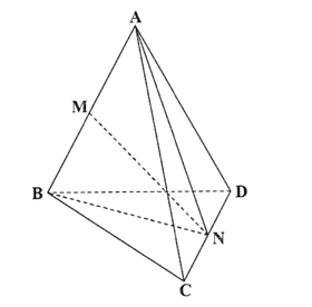 Cho tứ diện đều \(ABCD\) c&oacute; c&aacute;c cạnh bằng \(a\). Gọi \(M,N\) lần lượt l&agrave; trung điểm của \(AB\) v&agrave; \(CD\). Khi đ&oacute;: (ảnh 1)