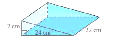 Cho cái nêm hình lăng trụ đứng như hình vẽ. Thể tích của cái nêm bằng (ảnh 1)