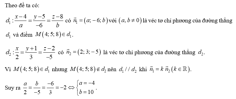 Trong không gian với hệ tọa độ Oxyz , cho hai đường thẳng (ảnh 3)