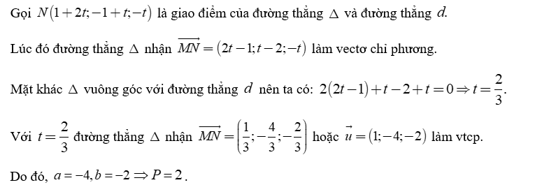 Trong không gian với hệ toạ độ Oxyz  cho điểm M ( 2;1;0)  và đường thẳng (ảnh 4)
