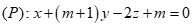Trong không gian với hệ toạ độ Oxyz , cho mặt phẳng  (P) : x + ( m + 1 ) y -2z + m =0 (ảnh 1)