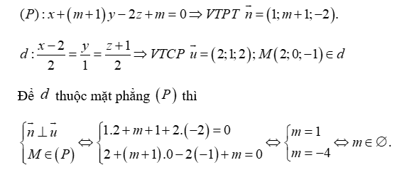 Trong không gian với hệ toạ độ Oxyz , cho mặt phẳng  (P) : x + ( m + 1 ) y -2z + m =0 (ảnh 3)